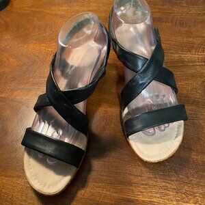 Black Leather Strappy Wrap Sandals, Made In Italy sz: 8